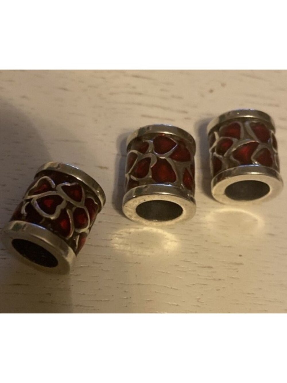 Vintage Brighton BE MINE Silver Red Enamel Hearts Charm Pendant